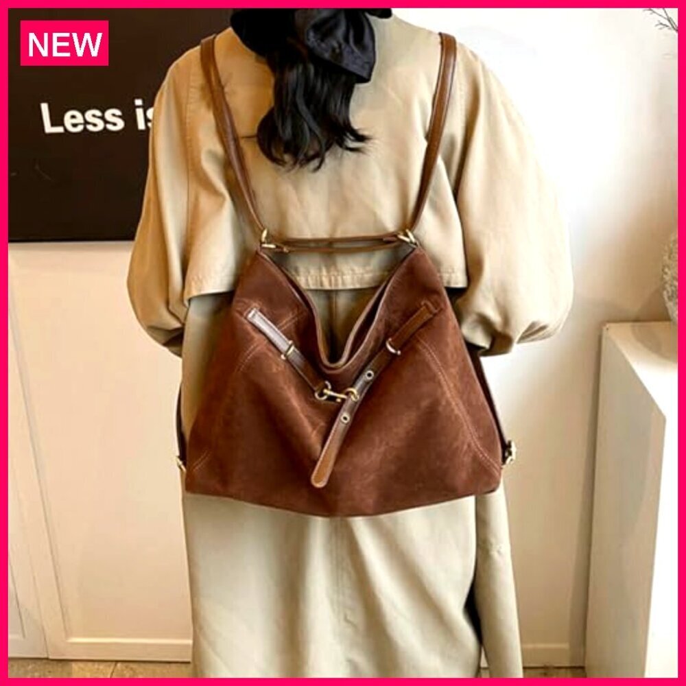 Large Suede Tote Bag Crossbody Shoulder Purse Hobo Satchel - Picture 4 of 8